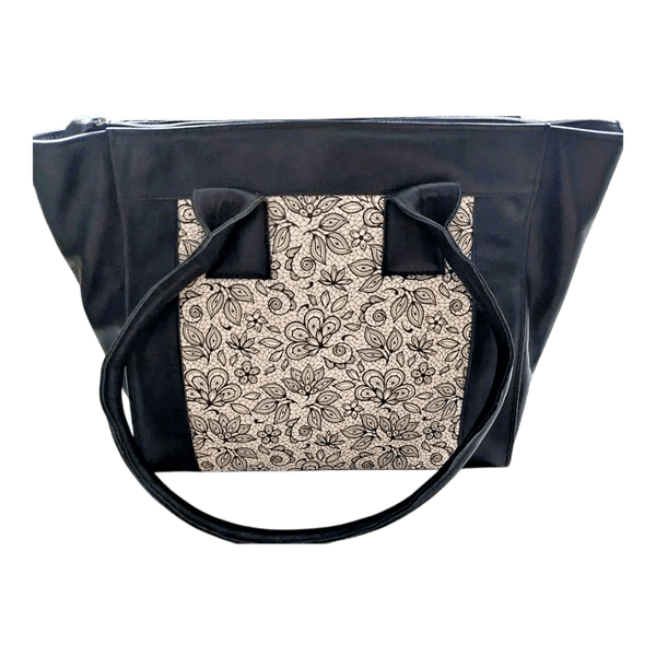 Handmade black natural leather bag