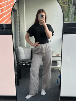 Striped wide-leg trousers