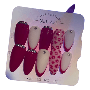 Red and white press-on nails