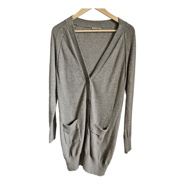 Beige buttoned cardigaHemisphere 100% Cashmere Long Cardigan Sweater Gray Size 38 EU M Luxury Knit Pockets Soft