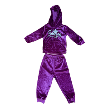 Purple velvet tracksuit set