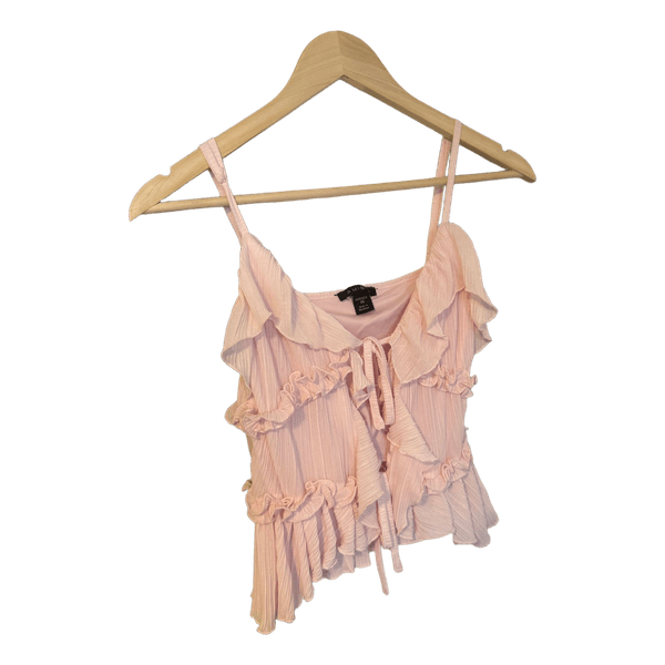Pink ruffled camisole top