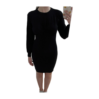 Musta pitkähihainen bodycon-mekko korsettimaisella yksityiskohdalla S – juhla / ilta / tyylikäs