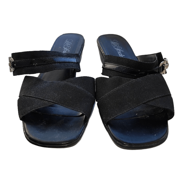Black wedge sandals