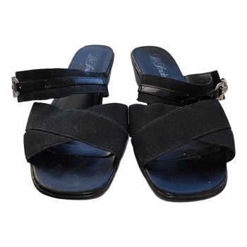 Black wedge sandals