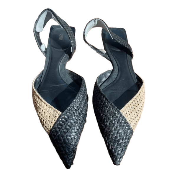 Zara flettede slingback ballerinaer