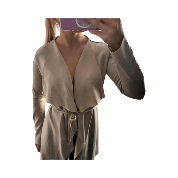 Beige kietaisumallinen takki