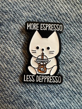 Cat espresso enamel pin