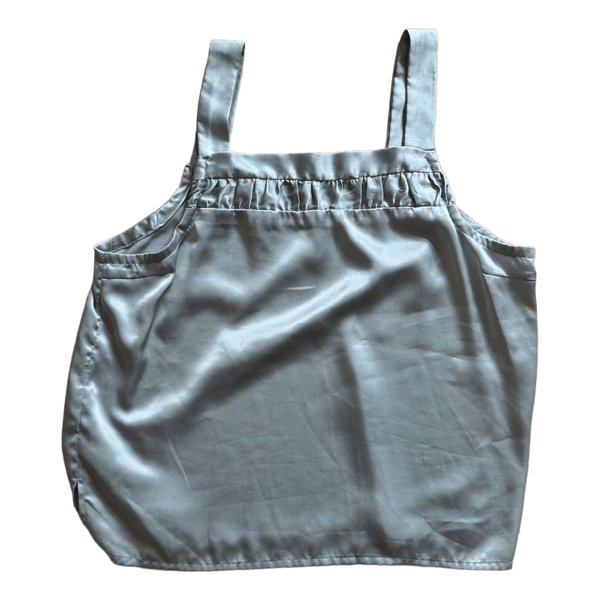 Silver satin tank top