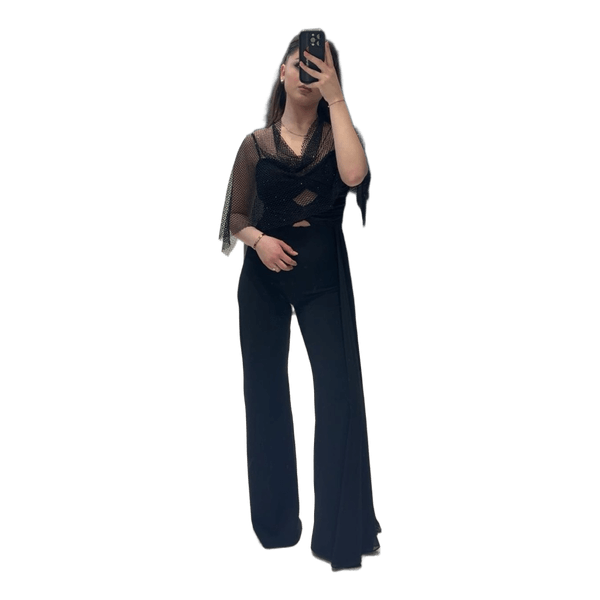 Black jumpsuit with mesh