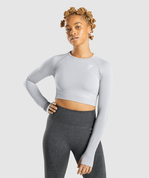Light grey long sleeve crop top