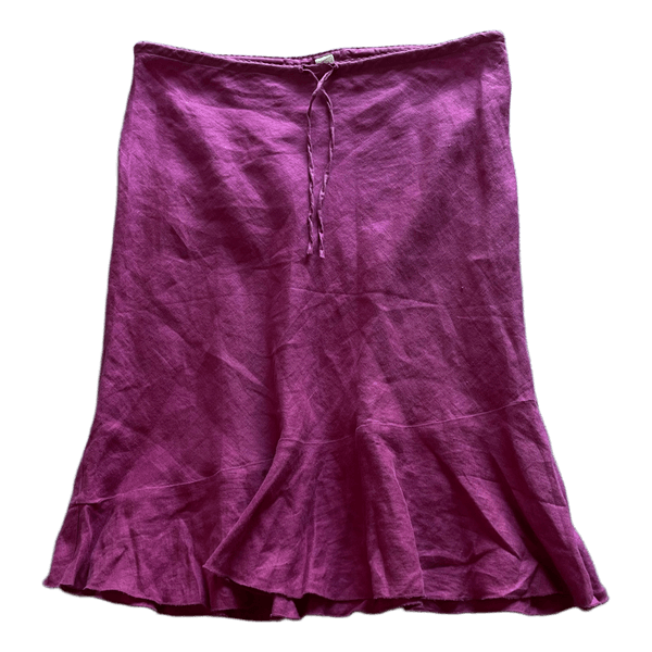 Pink linen midi skirt