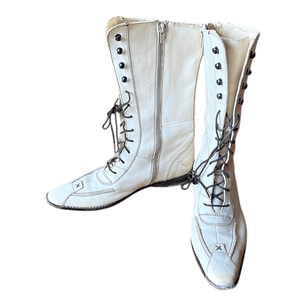 White vintage leather boots