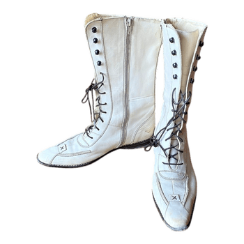 White vintage leather boots