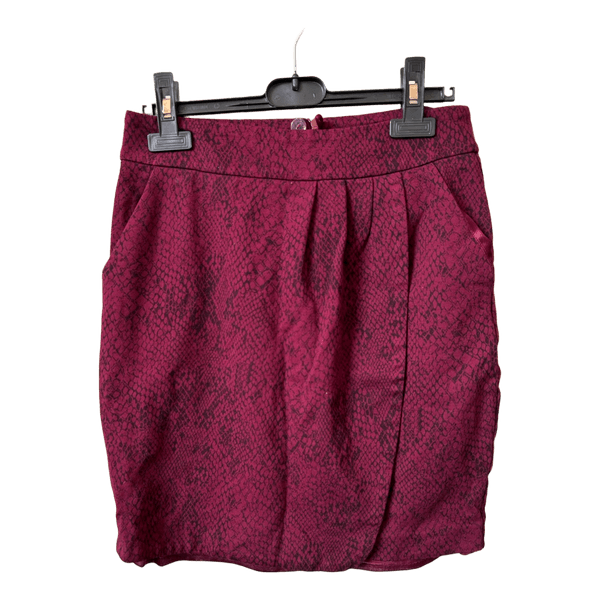 Burgundy snakeskin print skirt