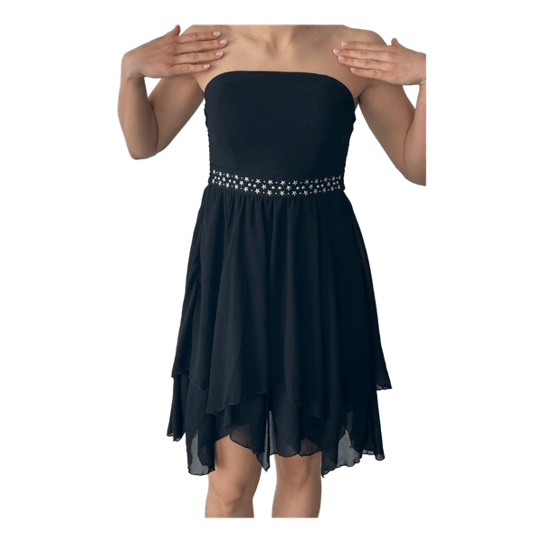 Black strapless skater dress