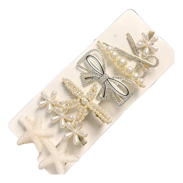 Pearl and rhinestone hair clips