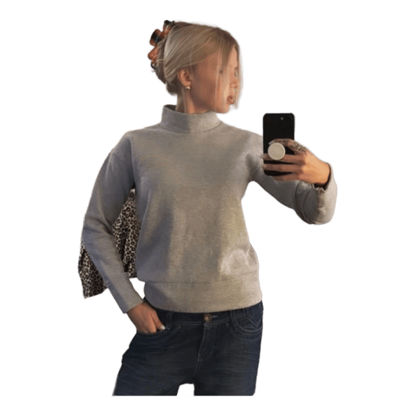 Grå rullekravesweater