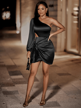 Satin cut-out bodycon dress