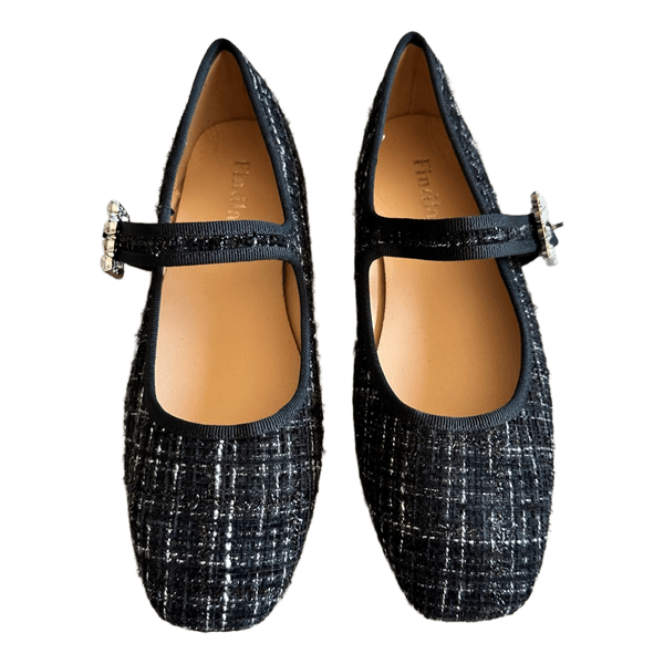 Black tweed mary janes