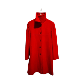 Joulunpunainen vintage villakangastakki, lämmin ja paksu