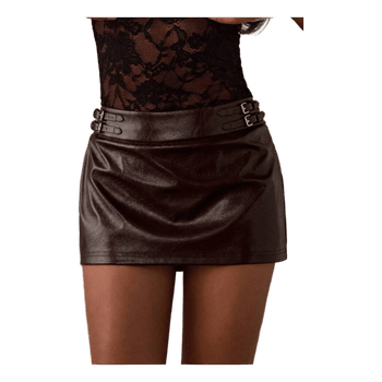 Brown faux leather skirt