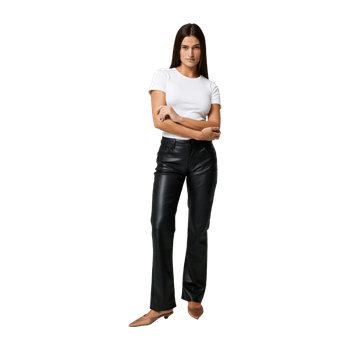 Black faux leather pants