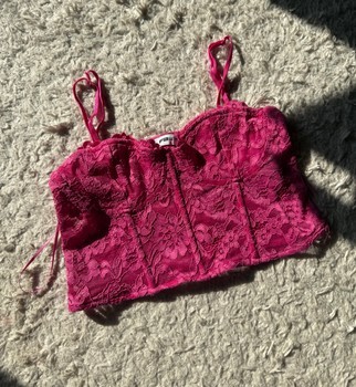 Pink lace corset top