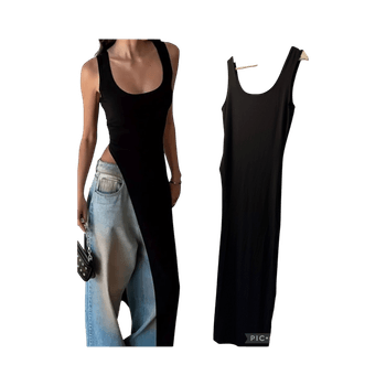 Musta pitkä bodycon-mekko