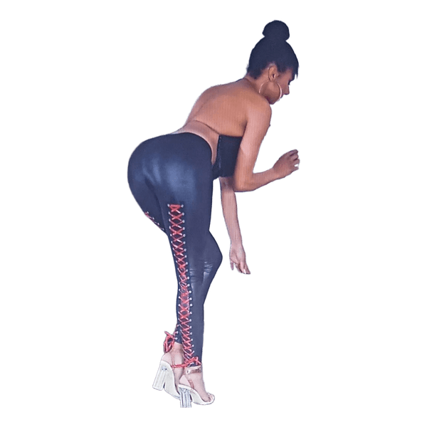 KouCla Wetlook Leggings mit Schnürung