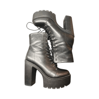 Black platform lace-up boots