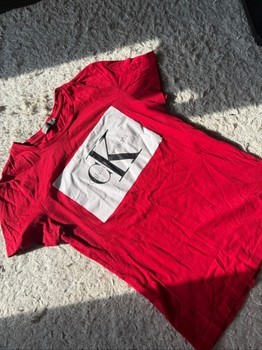 Red Calvin Klein t-shirt