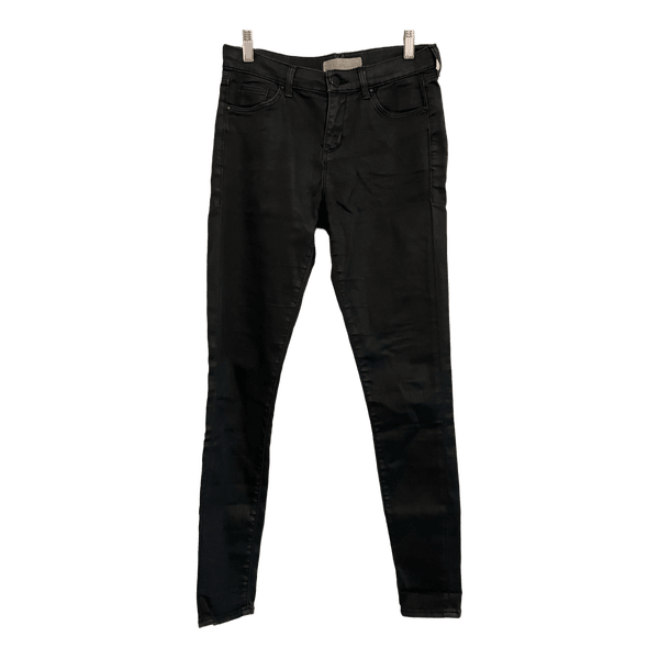 Topshop coated Leigh mustat pillifarkut, skinny jeans, koko: W: 28, L: 33