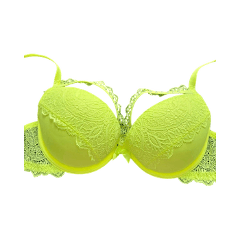 Neon yellow lace bra