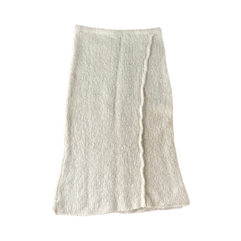 White alpaca wool midi skirt