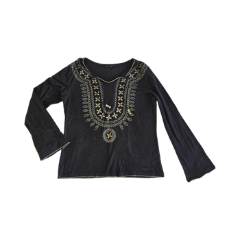 Embroidered long-sleeve top