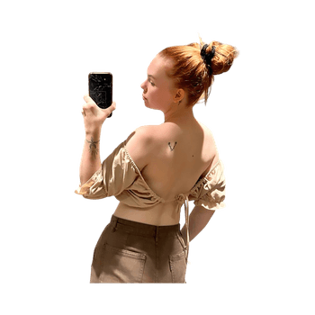 Beige cropped off-shoulder top