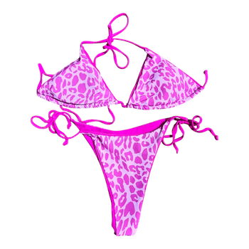 Pink leopard print bikini