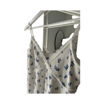 Floral lace-trim slip dress
