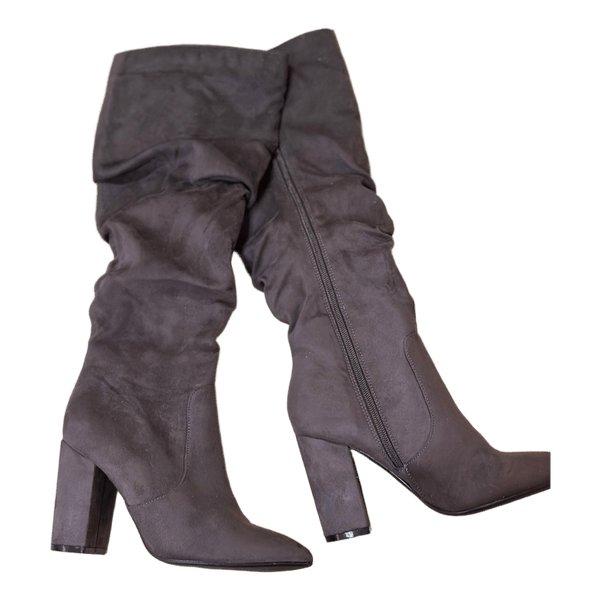 Grey suede high boots