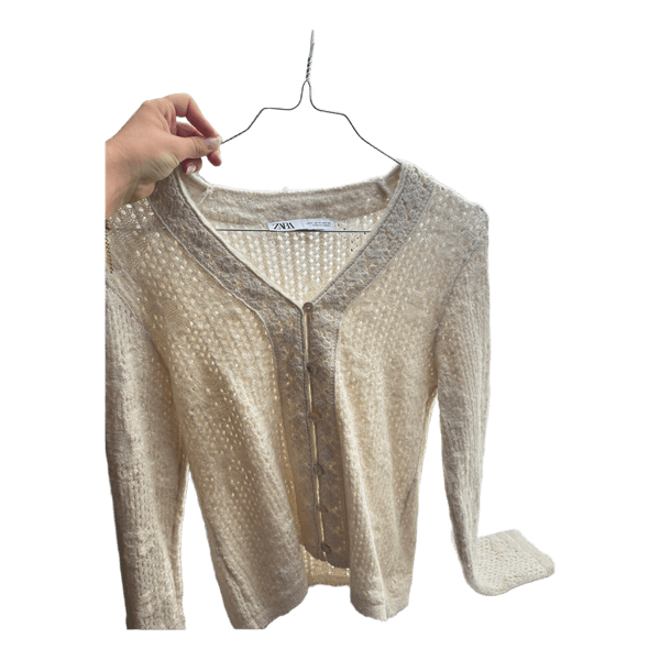 Hvid strikket cardigan