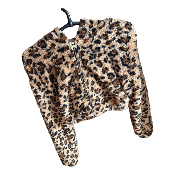 Leopard print fleece hoodie