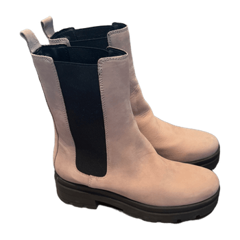 Beige suede ankle boots