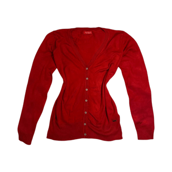 V-neck red cardigan