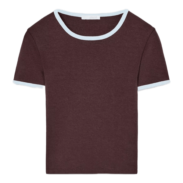 Zara Brun t-shirt med kontrastkanter