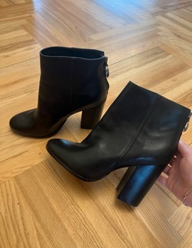 Black leather ankle boots