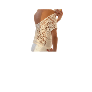 Valkoinen crochet-toppi