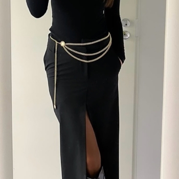 Zara double waisted maxi skirt with front slit black