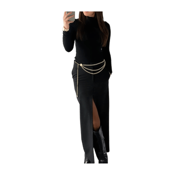 Zara double waisted maxi skirt with front slit black