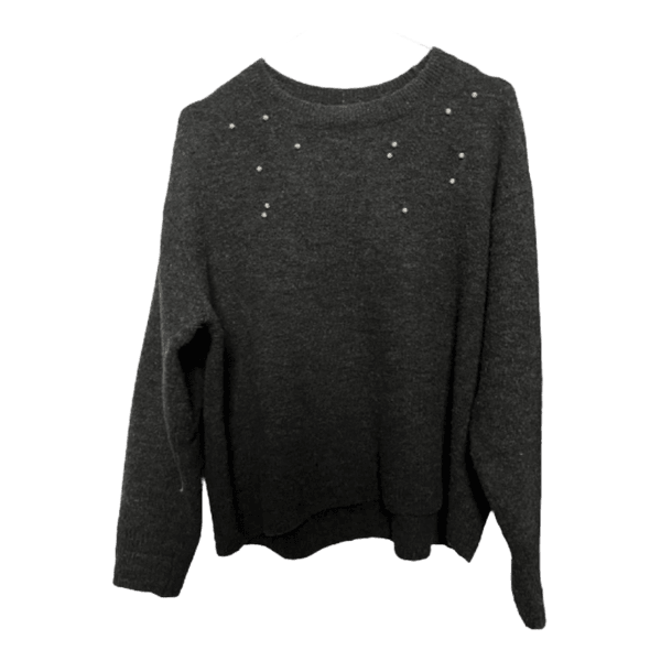 Charcoal pearl embellished sweater